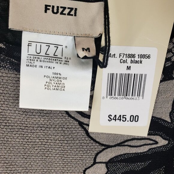 FUZZI Italy Floral Mesh Top Black Beige Puff Sleeve Blouse Women’s Size M - Picture 7 of 7